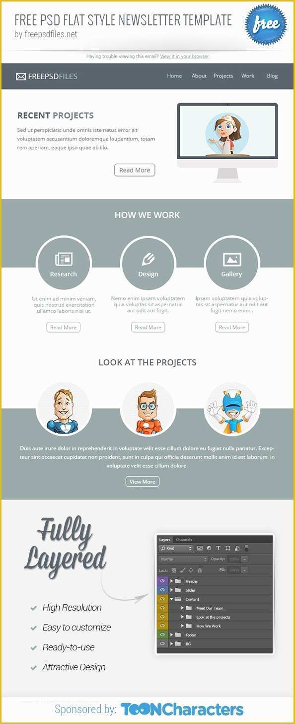 Newsletter Templates Email Free Of Free Psd Flat Style Newsletter Template Free Psd Files