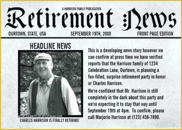 Newspaper Flyer Template Free Of Retirement Announcement Template New Download Party Free