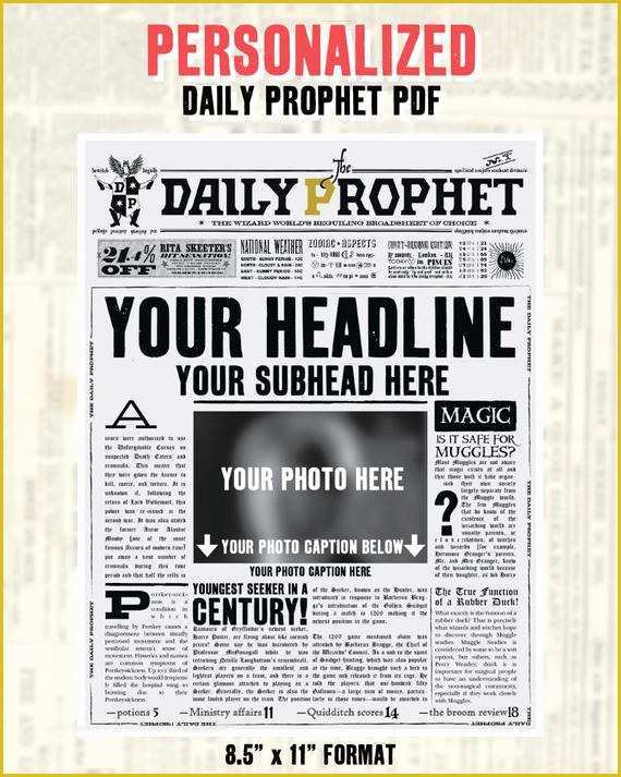Newspaper Template Free Online Of Custom Daily Prophet Front Page Printable Pdf Potter Save