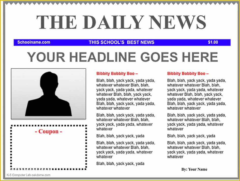 Newspaper Template Free Online Of Free Newspaper Template