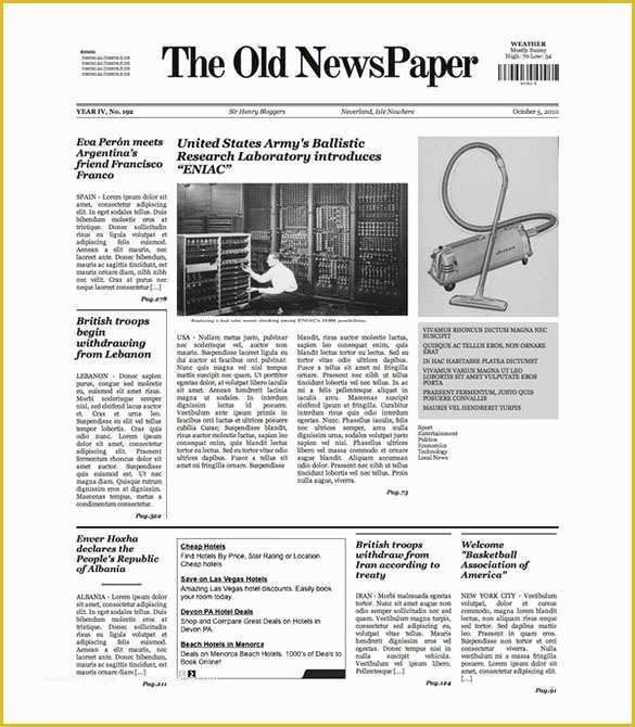 Newspaper Template Free Online Of Sample Old Newspaper Template 11 Documents In Pdf Psd