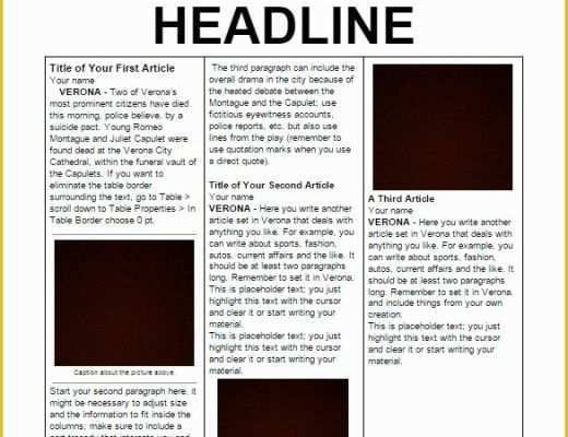 Newspaper Template Free Online Of School Newspaper Templates – 11 Free Eps Documents