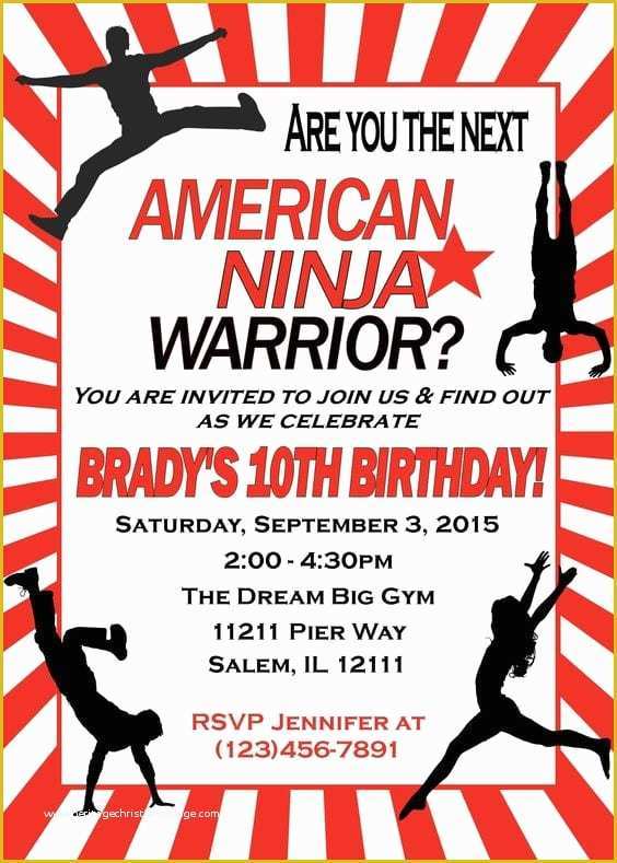 Ninja Birthday Party Invitation Template Free Of 17 American Ninja Warrior Party Ideas for Any Age