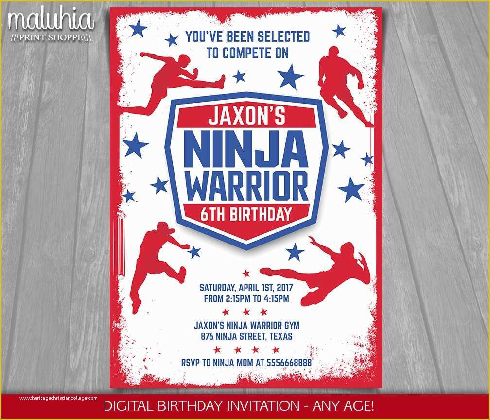 Ninja Birthday Party Invitation Template Free Of American Ninja Warrior Invitation Ninja Warrior Invite