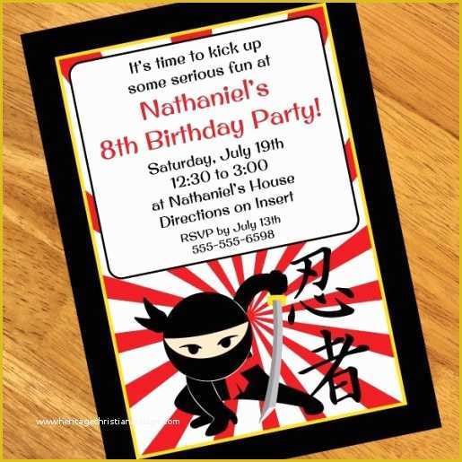 Ninja Birthday Party Invitation Template Free Of Birthday Invitations Ninja Party Invitation Templates