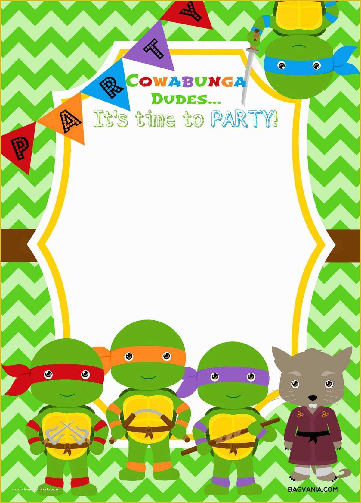 Ninja Birthday Party Invitation Template Free Of Free Printable Ninja Turtle Birthday Party Invitations