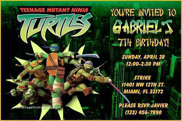 Ninja Birthday Party Invitation Template Free Of Free Printable Teenage Mutant Ninja Turtles Birthday