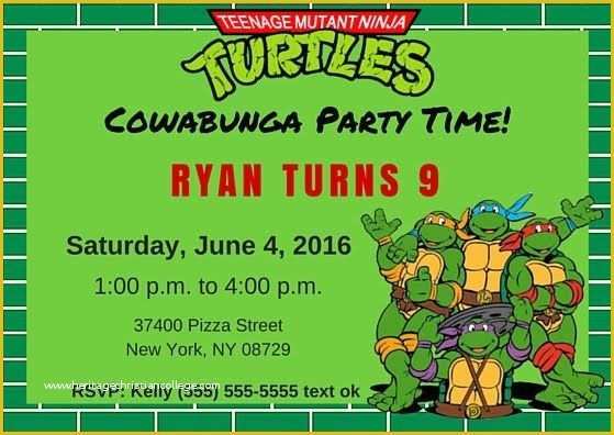 Ninja Birthday Party Invitation Template Free Of Free Tmnt Invitation Template Teenage Mutant Ninja