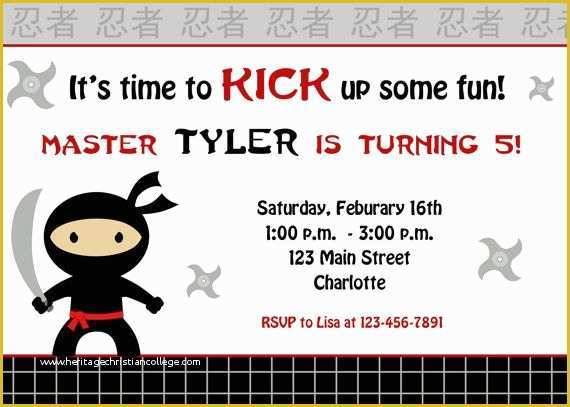 Ninja Birthday Party Invitation Template Free Of Hey I Found This Really Awesome Etsy Listing at S