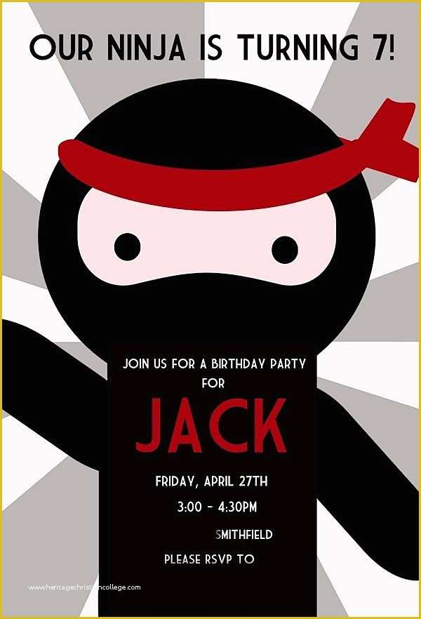 Ninja Birthday Party Invitation Template Free Of Kara S Party Ideas Ninja 7th Birthday Party