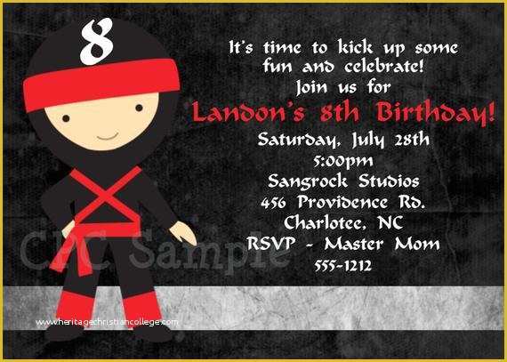 Ninja Birthday Party Invitation Template Free Of Ninja Birthday Invitations for Taekwondo Birthday Invitation