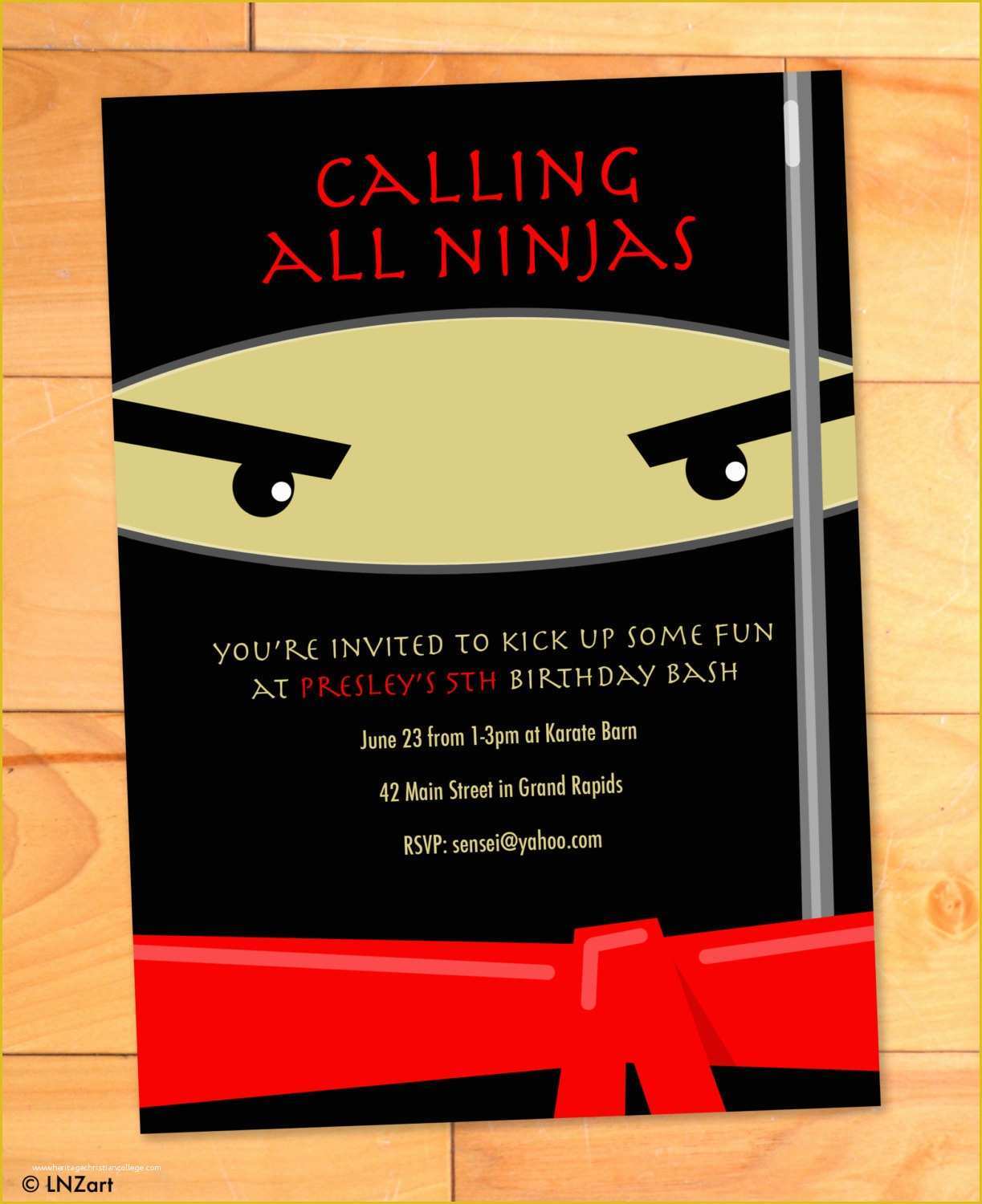 Ninja Birthday Party Invitation Template Free Of Ninja Birthday Invitations Karate Kicks Birthday Card Modern
