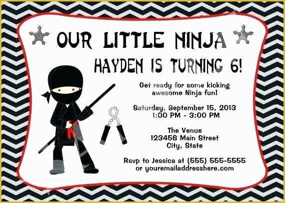 Ninja Birthday Party Invitation Template Free Of Ninja Birthday Invitations Party Invitation Template
