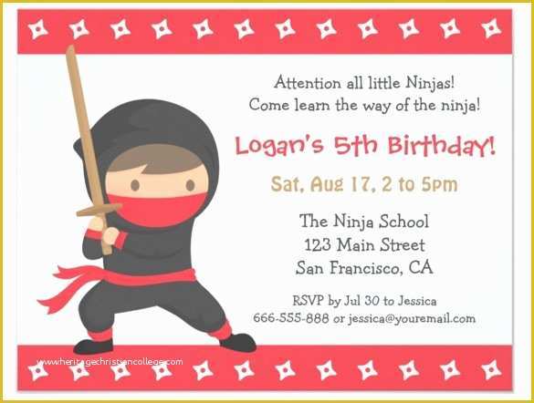 Ninja Birthday Party Invitation Template Free Of Ninja Birthday Party Invitation Template Free