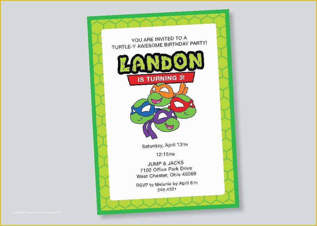 Ninja Birthday Party Invitation Template Free Of Ninja Turtle Invitation Templates