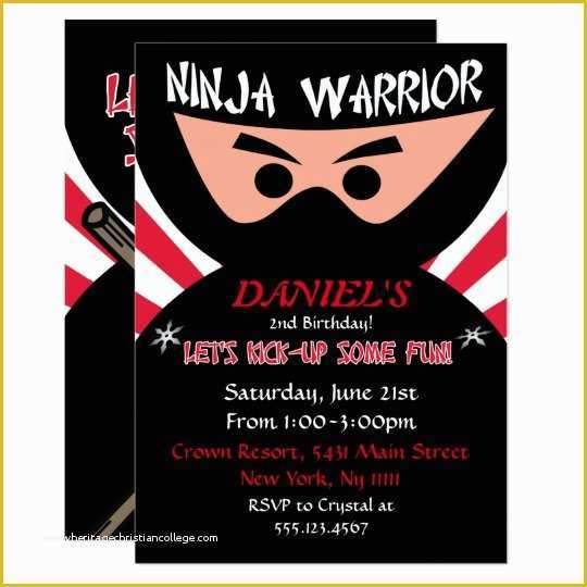 Ninja Birthday Party Invitation Template Free Of Ninja Warrior Birthday Invitation