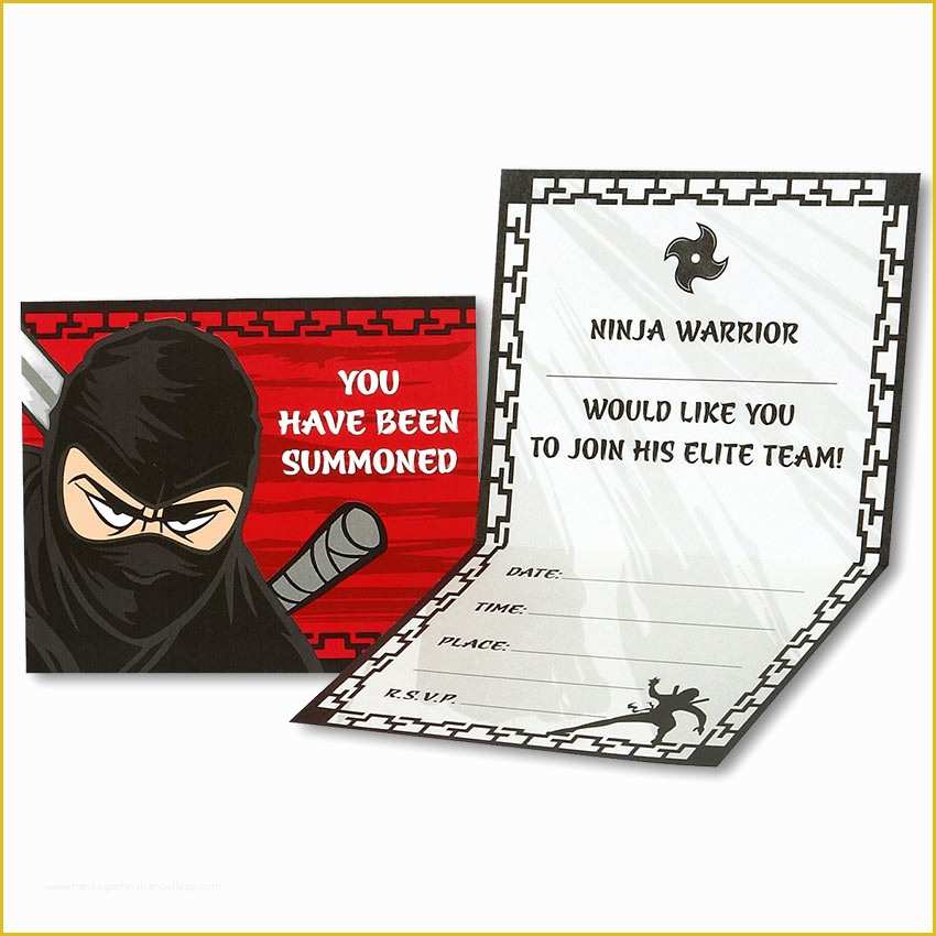 Ninja Birthday Party Invitation Template Free Of Ninja Warrior Party Invitations Ninja Warrior Postcard