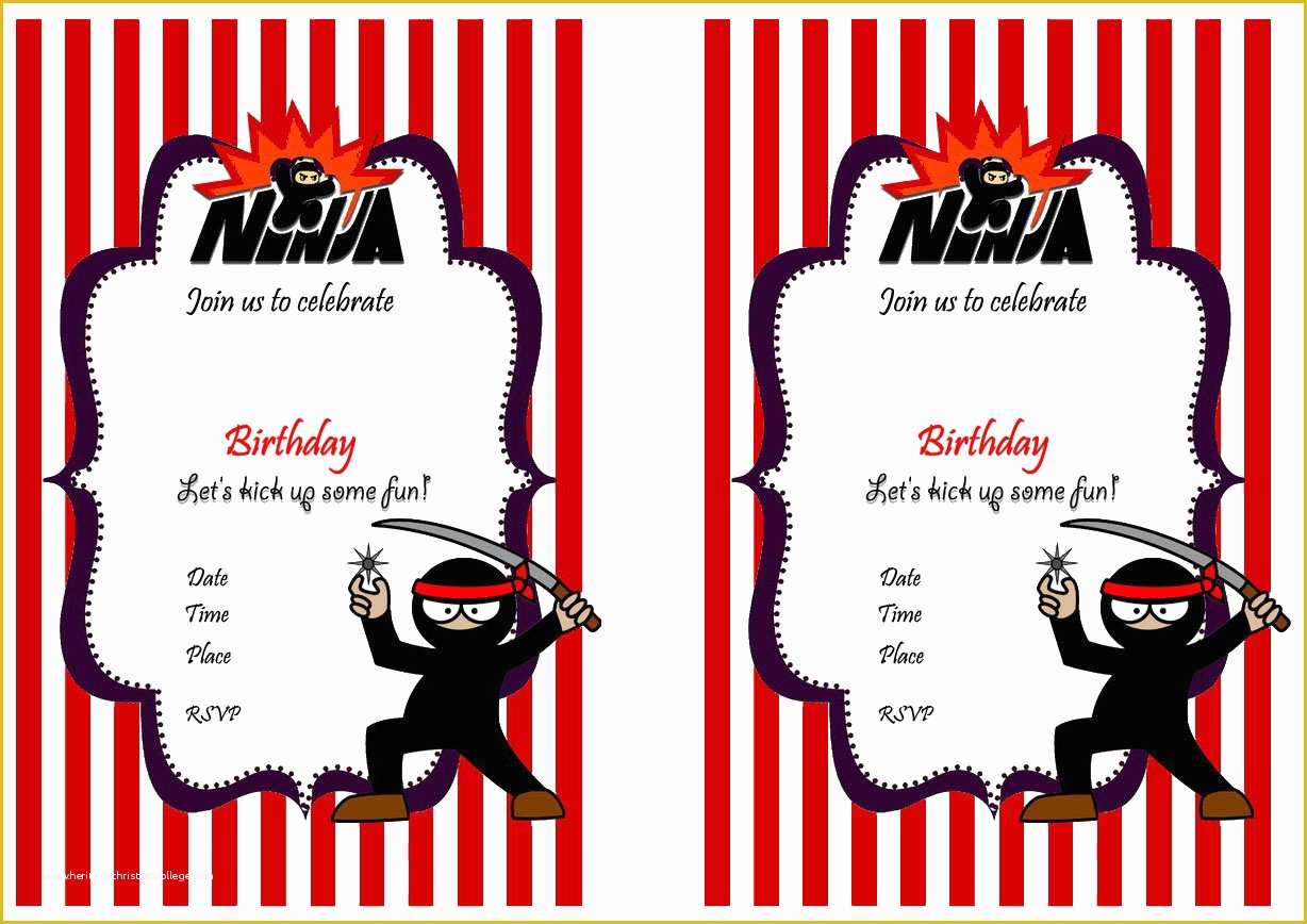 Ninja Birthday Party Invitation Template Free Of Ninja Warriors Birthday Invitations