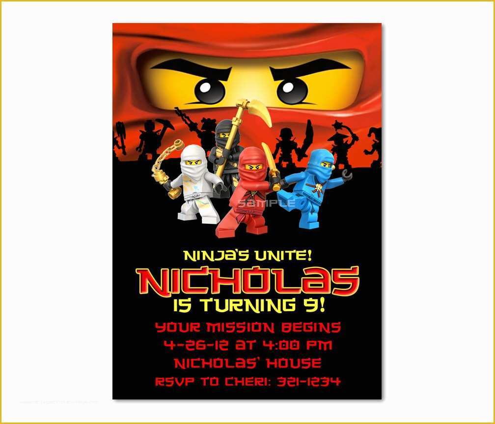 Ninja Birthday Party Invitation Template Free Of Ninjago Birthday Invitations Ninjago Birthday Invitations