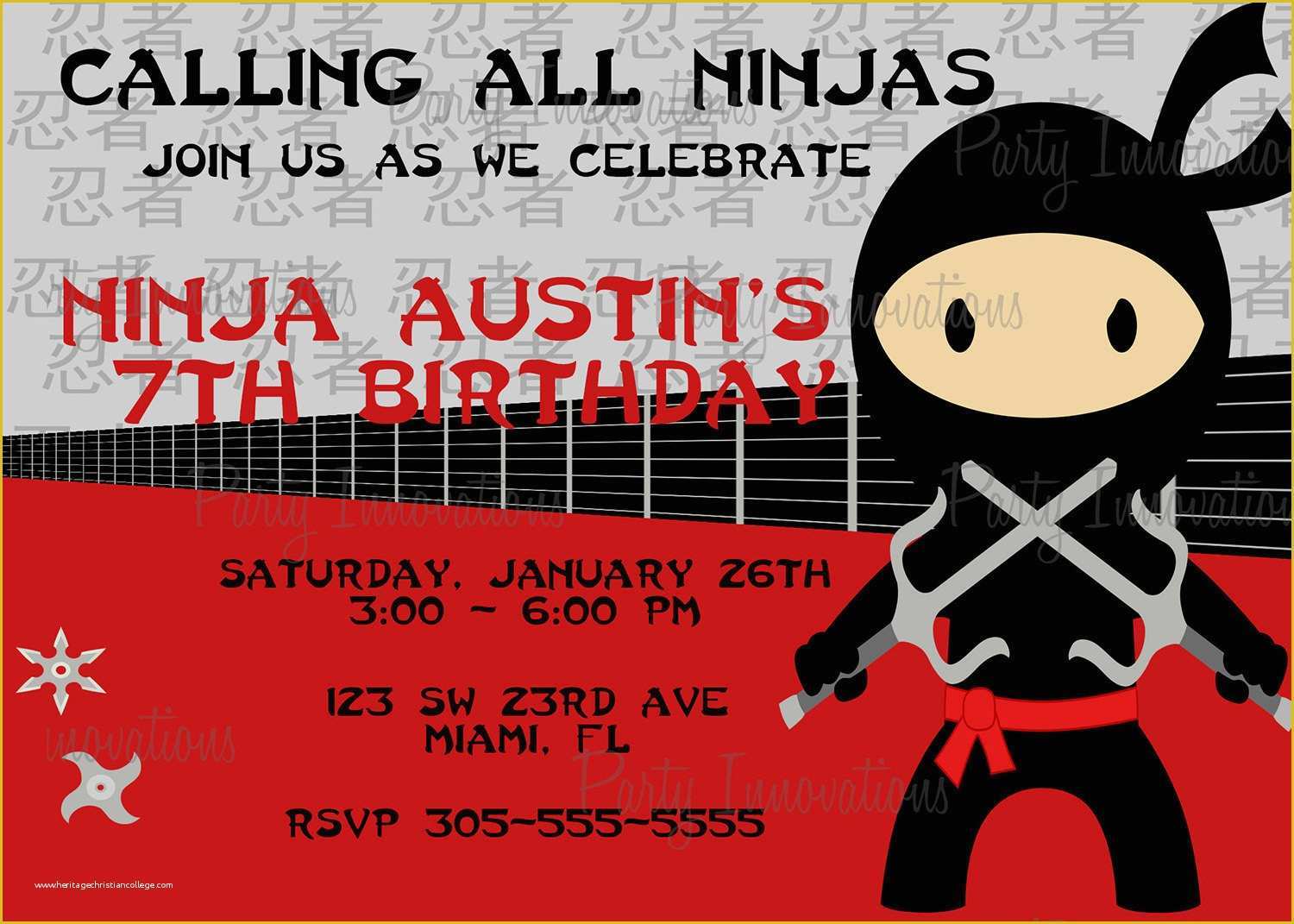 Ninja Birthday Party Invitation Template Free Of Printable Ninja Birthday Party Invitation Plus Free Blank