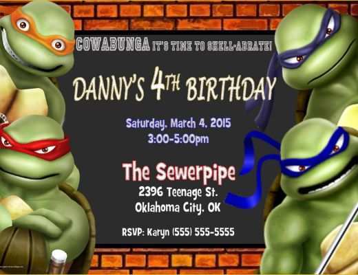 Ninja Birthday Party Invitation Template Free Of Teenage Mutant Ninja Turtle Birthday Party Invitations