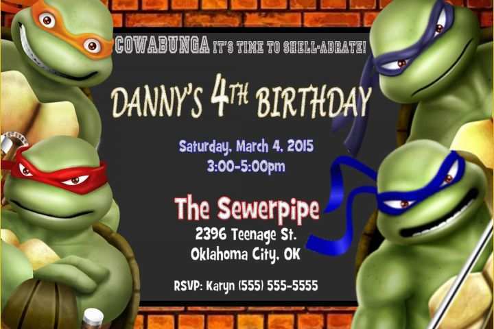 Ninja Birthday Party Invitation Template Free Of Teenage Mutant Ninja Turtle Birthday Party Invitations