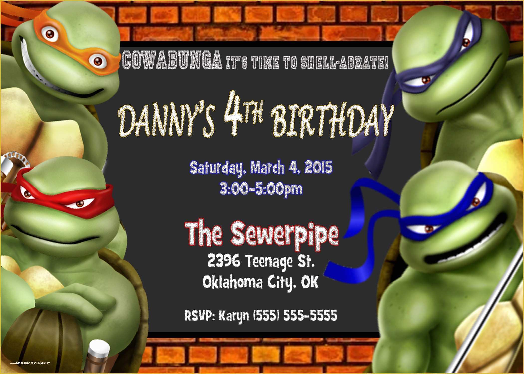Ninja Birthday Party Invitation Template Free Of Teenage Mutant Ninja Turtle Birthday Party Invitations