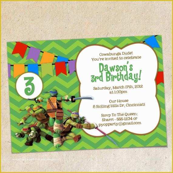 Ninja Birthday Party Invitation Template Free Of Teenage Mutant Ninja Turtles Invitation Template Instant