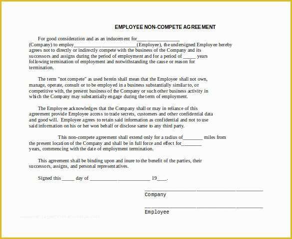 Non Compete Agreement Template Free Download Of 10 Word Non Pete Agreement Templates Free Download