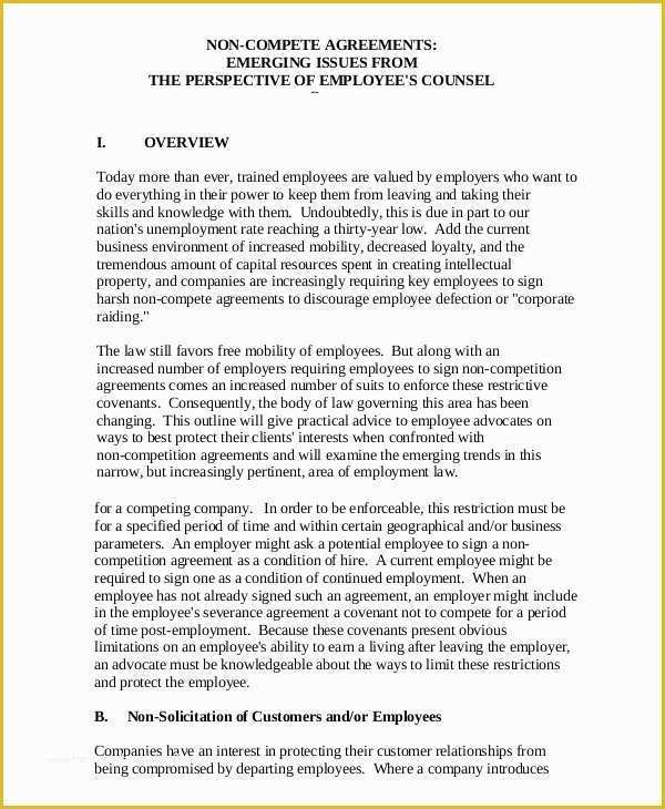 Non Compete Agreement Template Free Download Of 11 Standard Non Pete Agreement Templates Free Word