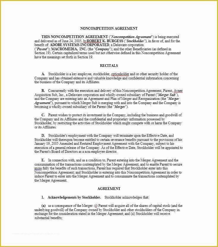 Non Compete Agreement Template Free Download Of 39 Ready to Use Non Pete Agreement Templates Free