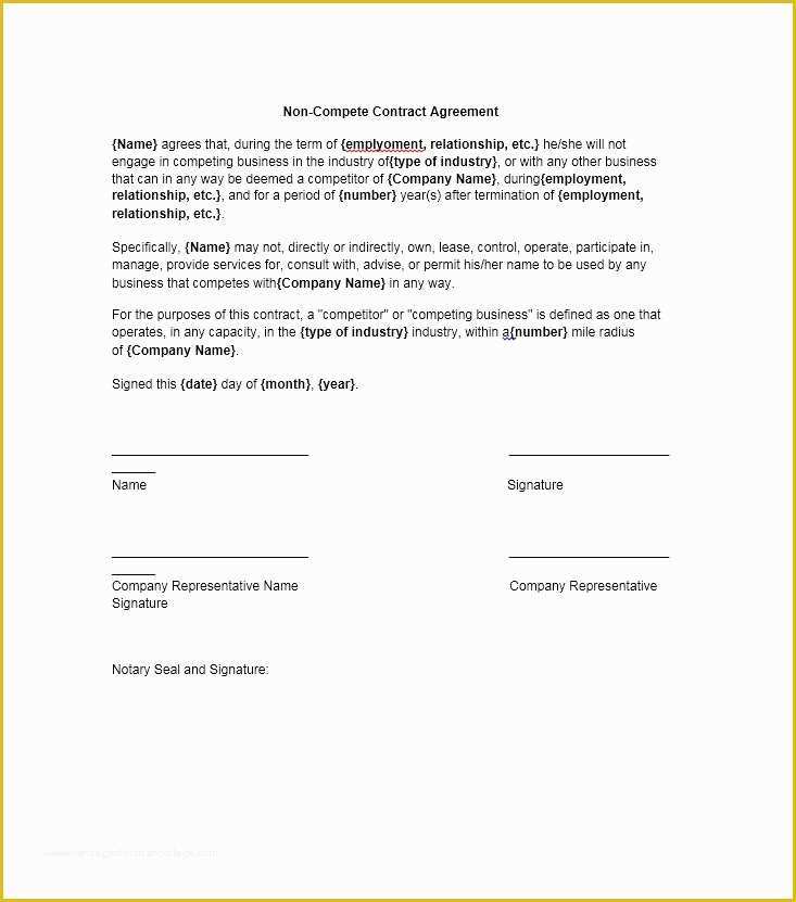 Non Compete Agreement Template Free Download Of 39 Ready to Use Non Pete Agreement Templates Free