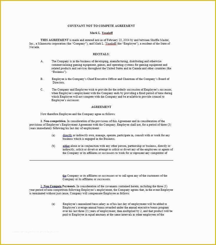 Non Compete Agreement Template Free Download Of 39 Ready to Use Non Pete Agreement Templates Free
