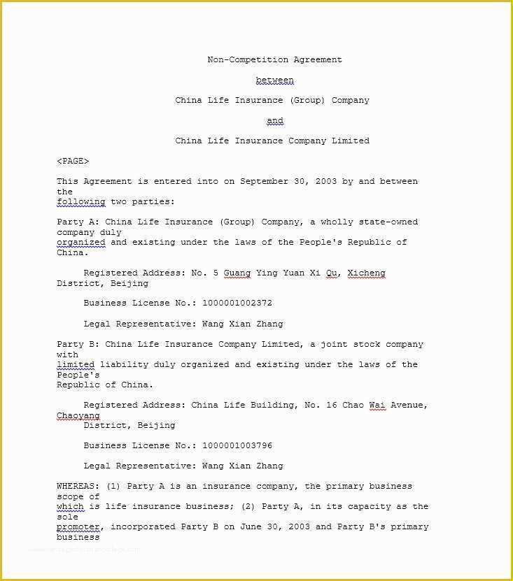 Non Compete Agreement Template Free Download Of 39 Ready to Use Non Pete Agreement Templates Free