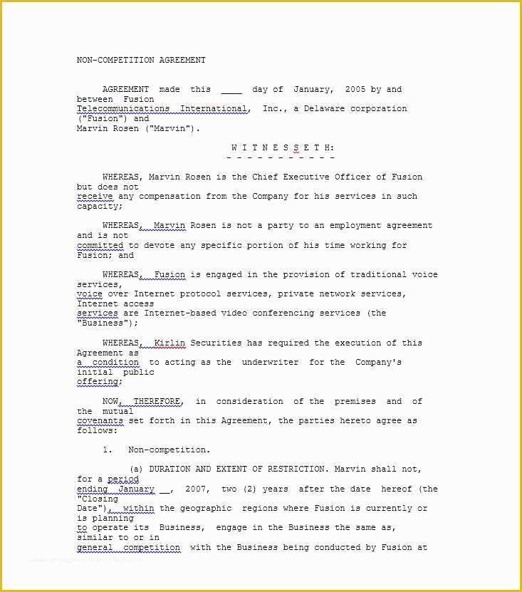 Non Compete Agreement Template Free Download Of 39 Ready to Use Non Pete Agreement Templates Free