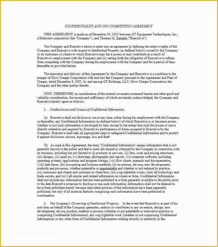 Non Compete Agreement Template Free Download Of 39 Ready to Use Non Pete Agreement Templates Free