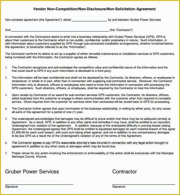 Non Compete Agreement Template Free Download Of 7 Non Pete Agreement Samples Examples Templates
