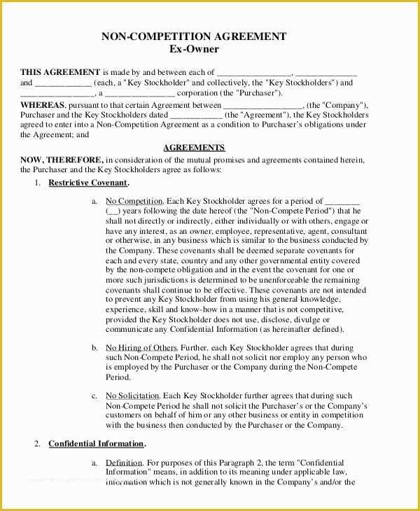 Non Compete Agreement Template Free Download Of attorney Non Pete Agreement Template 9 Free Word
