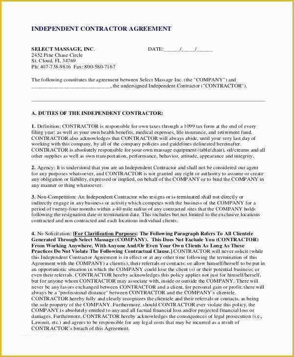 Non Compete Agreement Template Free Download Of Contractor Non Pete Agreement – 9 Free Word Pdf