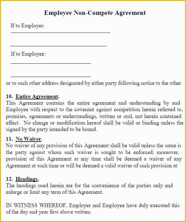 Non Compete Agreement Template Free Download Of Non Pete Agreement 7 Free Pdf Doc Download