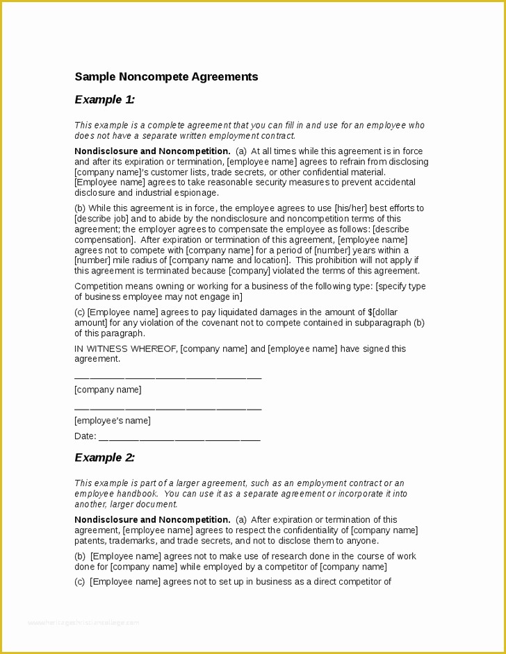 Non Compete Agreement Template Free Download Of Non Pete Agreement New York Template