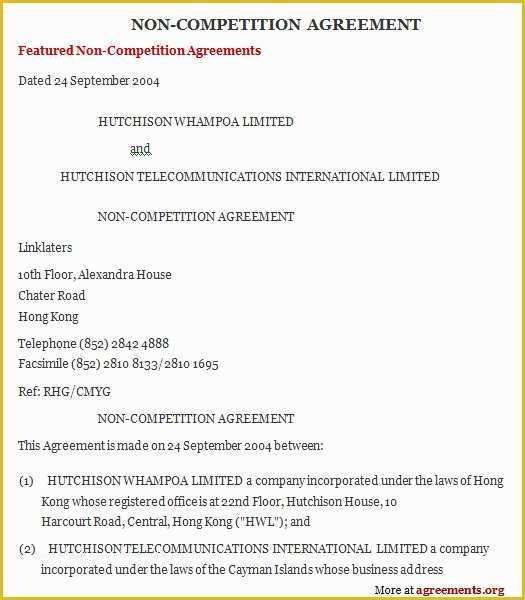 Non Compete Agreement Template Free Download Of Non Pete Agreement Sample Non Pete Agreement Template