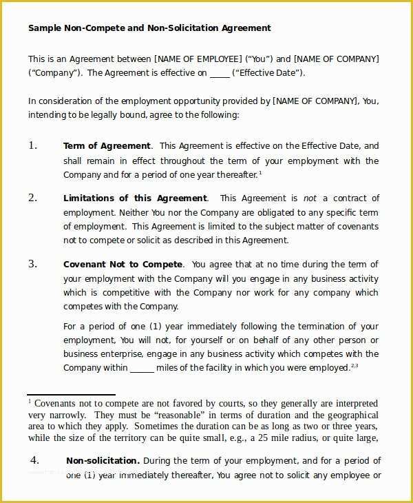 Non Compete Agreement Template Free Download Of Non Pete Agreement Template 12 Free Word Pdf format