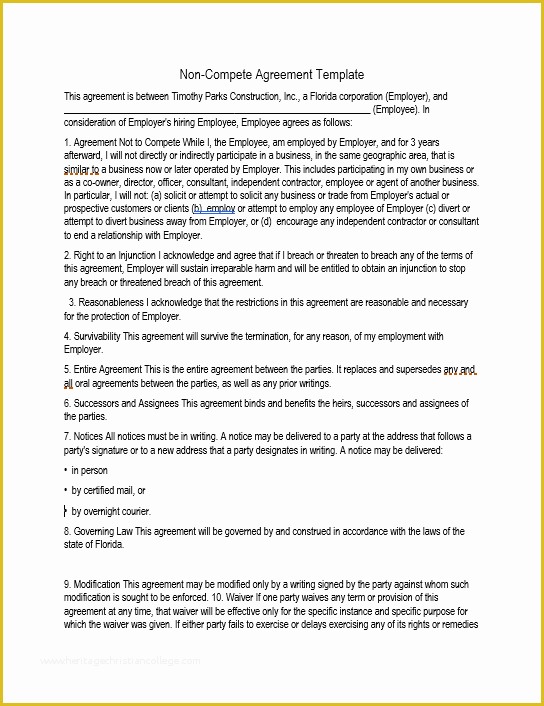 Non Compete Template Free Of 37 Free Non Pete Agreement Templates Ms Word