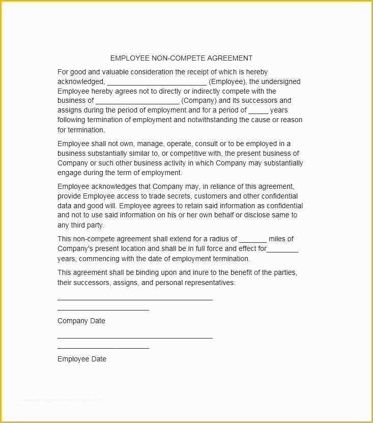 Non Compete Template Free Of 39 Ready to Use Non Pete Agreement Templates Template Lab
