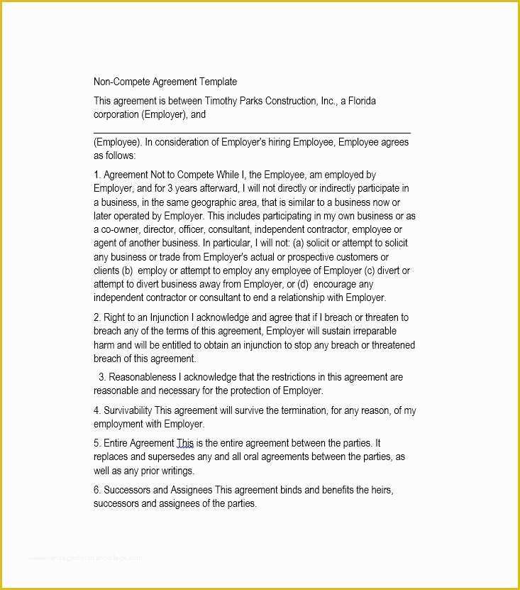 Non Compete Template Free Of 39 Ready to Use Non Pete Agreement Templates Template Lab