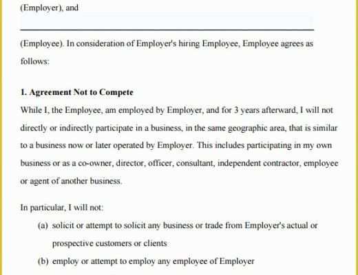 Non Compete Template Free Of 7 Non Pete Agreement Samples Examples Templates