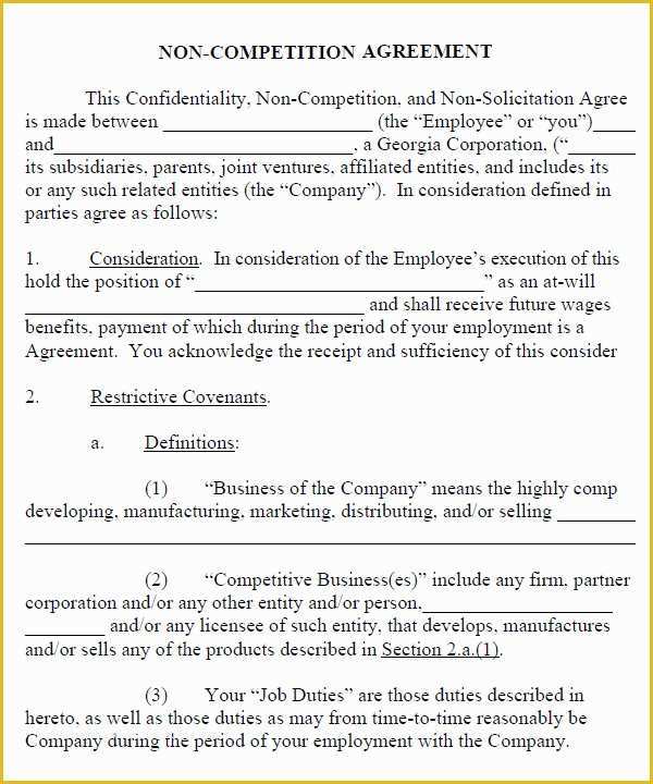 Non Compete Template Free Of 7 Sample Non Pete Agreement Templates to Download