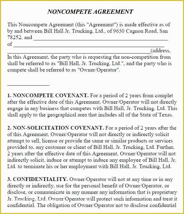 Non Compete Template Free Of 7 Sample Non Pete Agreement Templates to Download