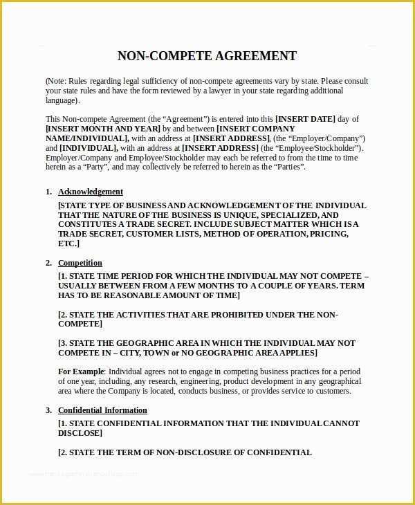 Non Compete Template Free Of Confidentiality Agreement Template 12 Free Pdf Word